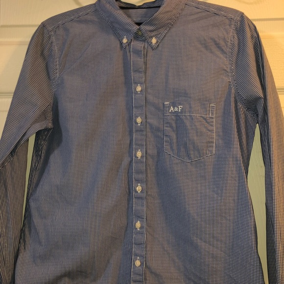 Blue & White Striped Button Down A&F Blouse - Picture 3 of 6